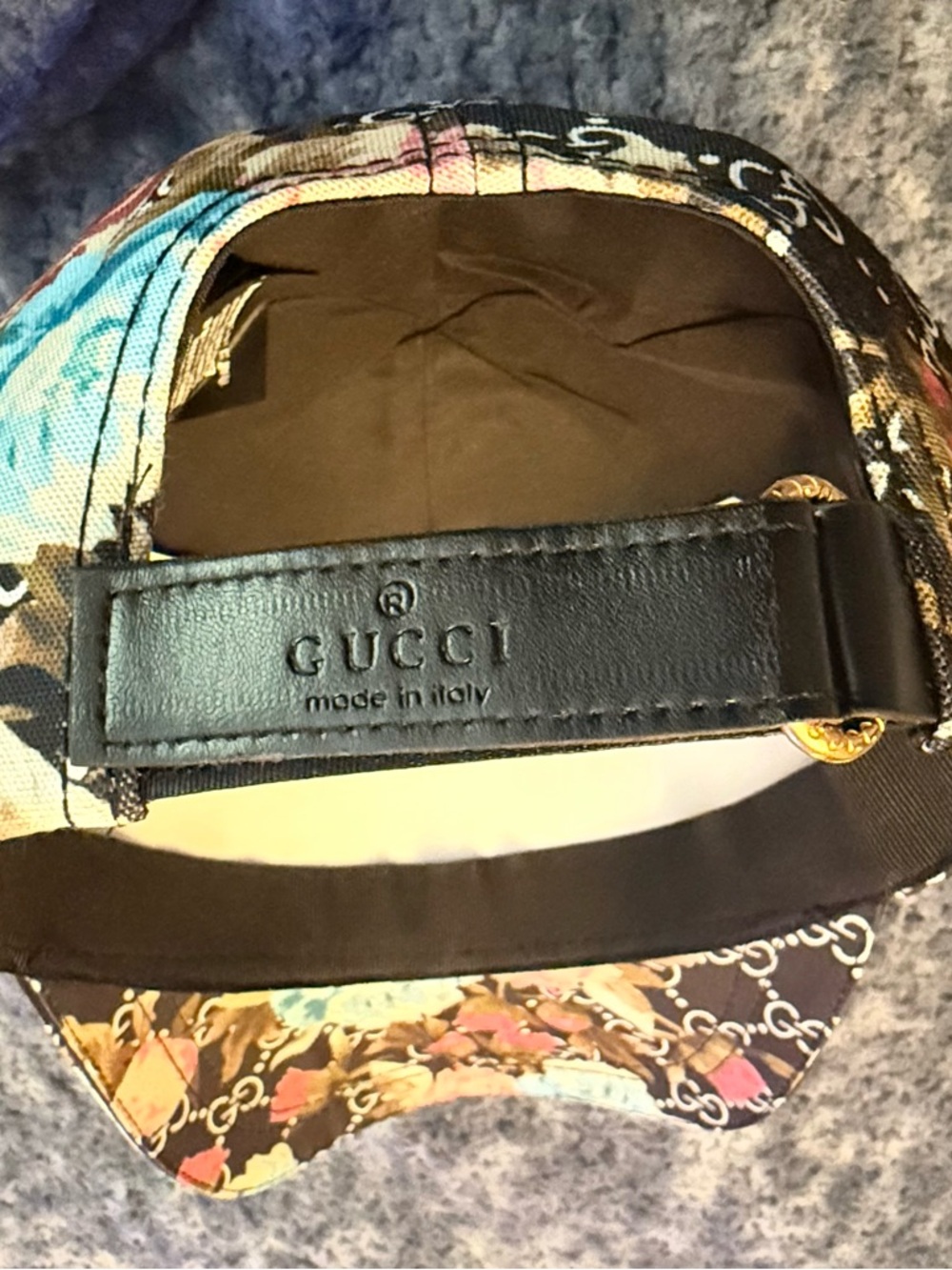 GG all over Blooms floral multi-color baseball cap hat Supreme canvas black NEW - Picture 10 of 13